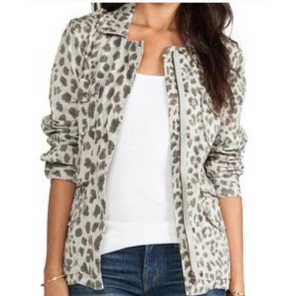 Lily Aldridge Velvet Aziya Animal Leopard Cotton Drawstring Waist Jacket Blazer‎